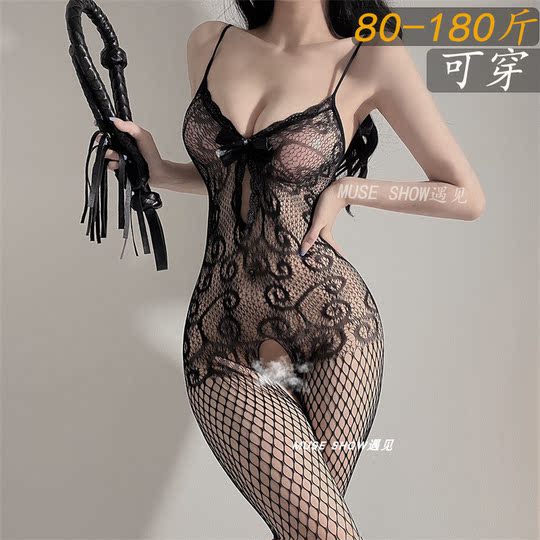 Large size fat MM stockings for women with thin one-piece hot black silk all-body sexy underwear pure sexy underwear