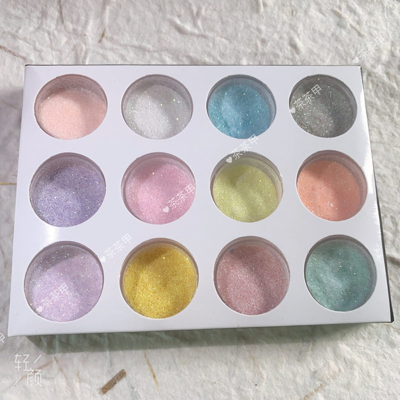 New Nail Art Glitter Sugar Crystal Powder Glitter Powder Twelve Colors Fine Glitter Diamond Powder Pearlescent Powder Fantasy Color Combination Set