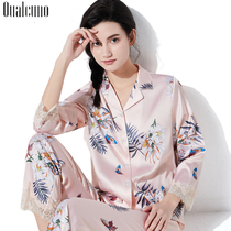 qualcuno heavy pound samsilkworm silk pyjamas womens spring summer long sleeves split suit Home clothes Autumn outwear