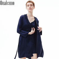 Sexy silk pajamas womens summer sling nightgown suit thin Mulberry Silk solid color silk home wear