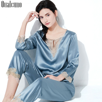 qualcuno true silk pajamas woman spring summer long sleeve silk suit heavy and thin sauna silk family conserved autumn