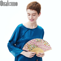 qualcuno Silk Pajamas Women Spring Summer Chinese Long Sleeve Pants Silk Set Heavy Mulberry Silk Home Clothing