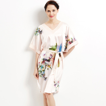 qualcuno Silk Nightdress Women Spring Summer Springy Satin Increased Loose Short Sleeve Pajamas Silk Home Clothes