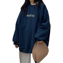 Fat mm 300 pounds plus velvet and thickened off-shoulder sweatshirt for women loose long-sleeved round neck oversize niche pullover jacket 2