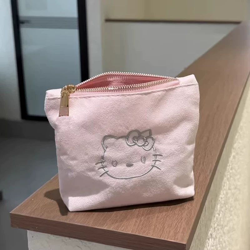 Hello Kitty, кошелек, ручная косметичка, вместительный органайзер, с вышивкой
