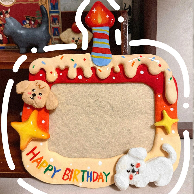 Candle Stone Plastic Clay Photo Frame DIY Material Kit for Making Gifts for Friends and Besties on Their Birthdays, Soft Clay Handmade Crafts