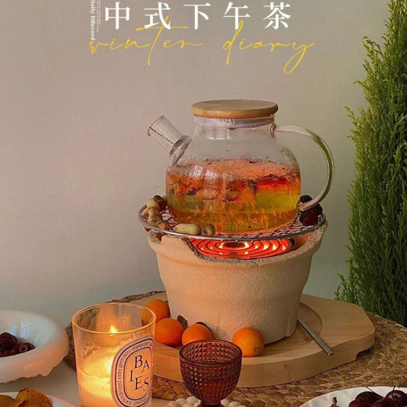Glass Pot Thickened fire-resistant flame-proof Large-capacity transparent Home Kettle Suit-Taobao with Furnace Cooking Tea