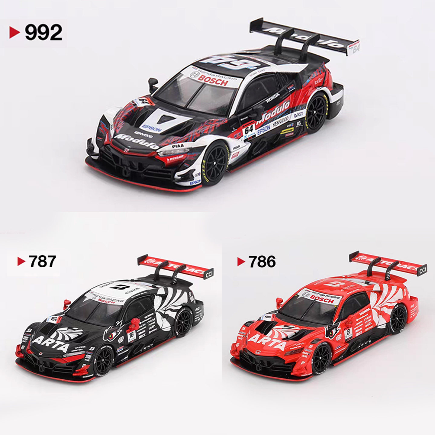 MINIGT 1:64 本田NSX-GT Type S GT500 #64 992挂卡合金汽车模型