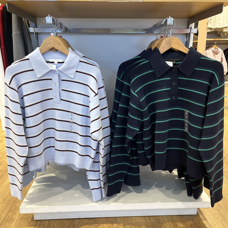 Smooth Cotton Polo Collar Striped Knitwear 2026 Spring New Sweater 484503/482971 Smooth Cotton Polo Collar Striped Knitwear 2026 Spring New Sweater 484503/482971