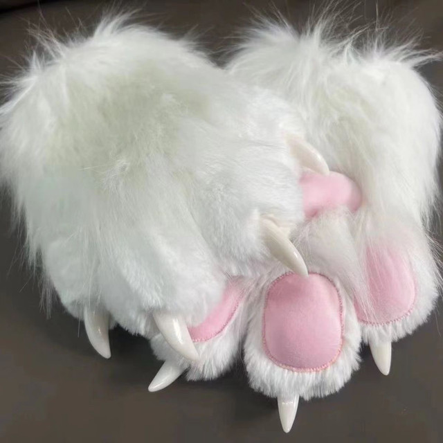 Cat Claw Gloves Finished Product Furry Costume Gloves Colorful Animal Claw Gloves with Squeaky Nails Plush Costume Accessories