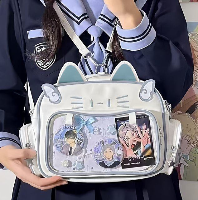 Y2K Millennial Hot Girl Pain Bag Mechanical Cat Backpack Cute Large Capacity 2024 New Model Single Shoulder Crossbody Bag