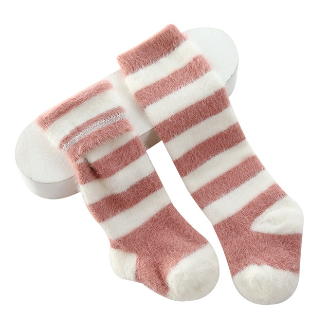 Autumn and Winter Fleece-Lined Thickened Baby Knee-High Socks, Children's Warm Knee-Protecting Socks, Infant Winter Floor Socks