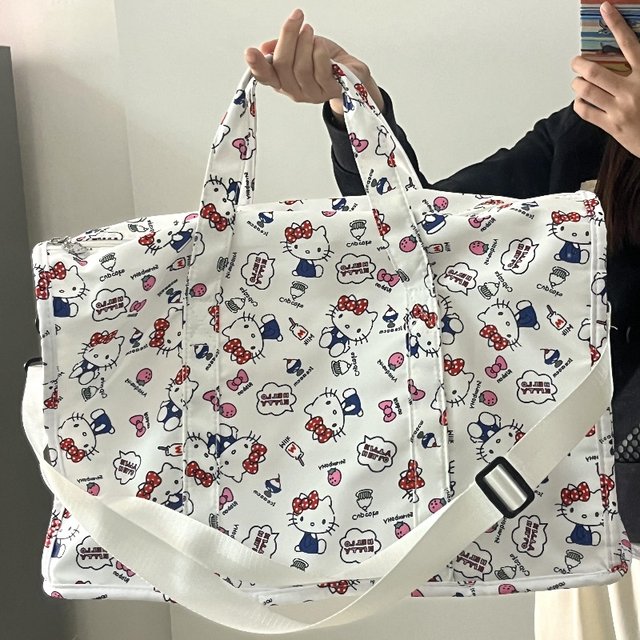 Hellokitty Luggage Bag, Travel Bag, High-Looking, Large-Capacity, Extra-Large, Portable, Waterproof Bag for Women That Can Be Attached to a Trolley Case