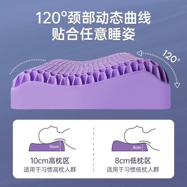 Summer Cooling Pillow Core for Sleep, Neck Protection, Tpe Pressure-Free Pillow, Wave-Shaped Single-Person Comfortable Breathable Washable Gel Pillow for Men