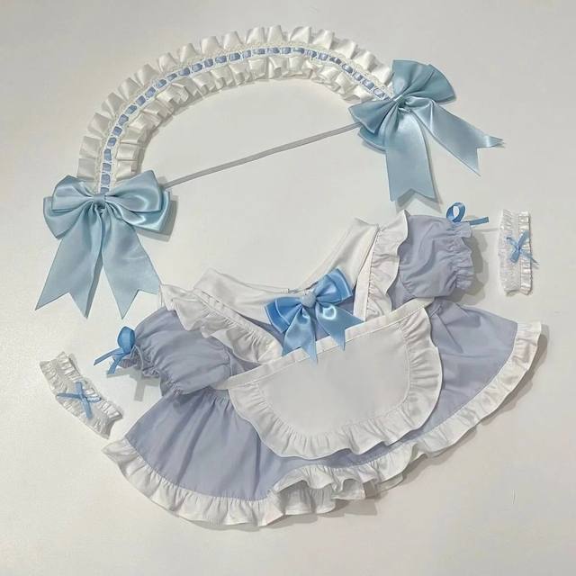 New 20cm Doll Clothes Maid Cute Sitting Posture Cotton Doll Outfit Set Elegant Accessories