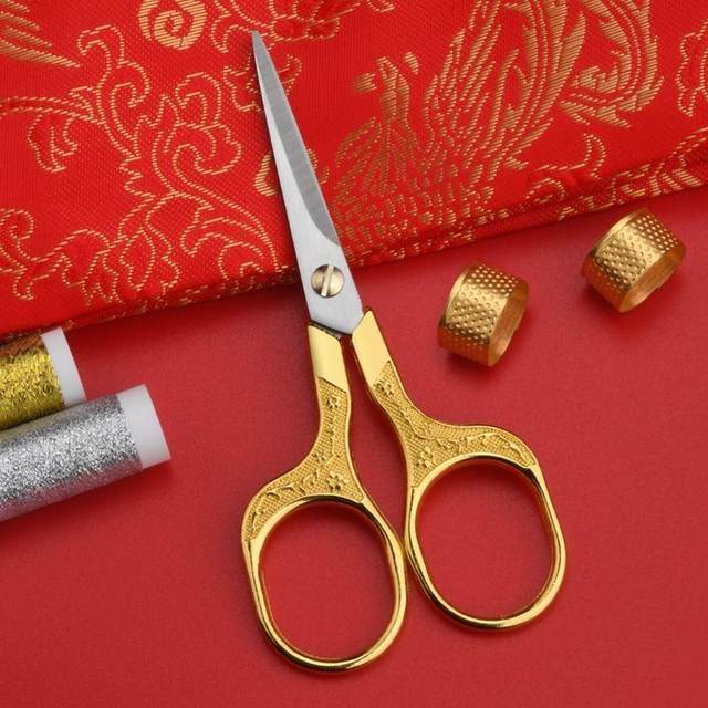 German Alloy Plum Blossom Embroidery Scissors, Small Scissors, Stationery Scissors, Thread Cutting Scissors, Handmade Paper-Cutting Scissors, Household Scissors with Sharp Pointed Tips