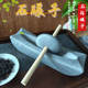 Blue Stone Grinding Wheel Tea Utensil, Stone Mortar from the Tang and Song Dynasties for Crushing Medicine, Traditional Tea Tray, Tea Powder Grinding Tool, Tea and Herbal Medicine