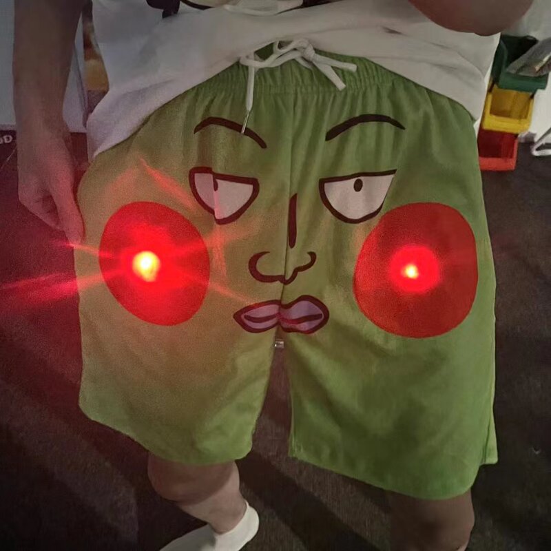 Funny and Cute Cartoon Dimple Energy 100% Glowing Shorts and T-Shirt Set, Clothes That Light up When You Pat Them Funny and Cute Cartoon Dimple Energy 100% Glowing Shorts and T-Shirt Set, Clothes That Light up When You Pat Them