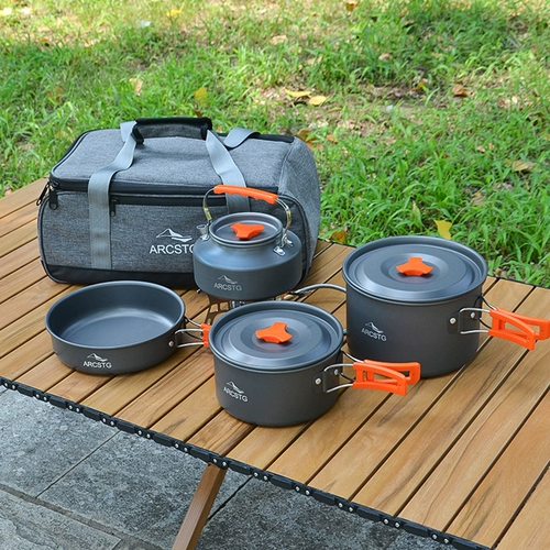 Дорожный портативный чайник для кемпинга, посуда для пикника, снаряжение, комплект