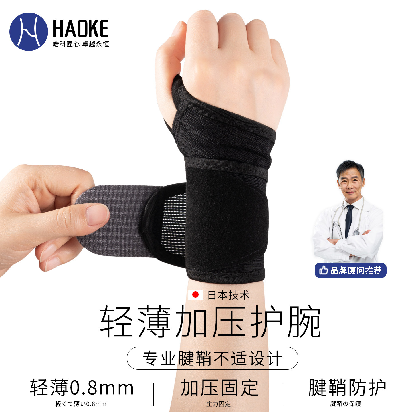 手腕腱鞘护腕女扭伤tfcc专用加压腕带关节损伤护套羽毛球网球绑带