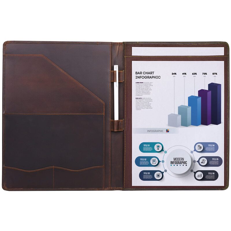 Retro Genuine Leather Notepad Clip Version A4 Folder Legal Pad iPad 10.5inch Tablet Protective Case