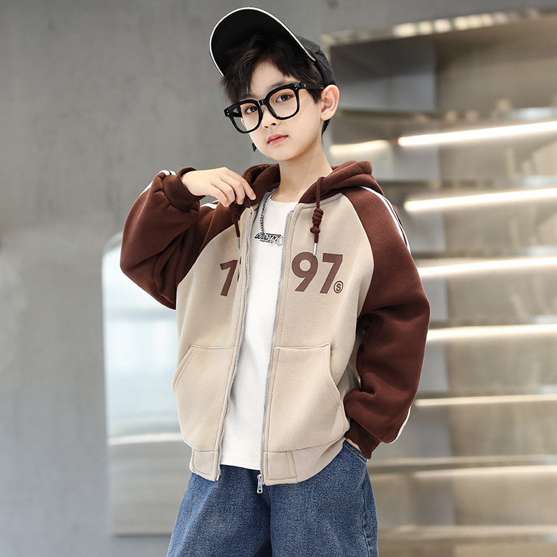 Boys' Hooded Jacket, Spring and Autumn 2026 New Korean Style, Hooded Number Top, Zipper Clothing for Older Children, Middle School Students Boys' Hooded Jacket, Spring and Autumn 2026 New Korean Style, Hooded Number Top, Zipper Clothing for Older Children, Middle School Students