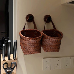 Kitchen Onion, Ginger and Garlic Storage Basket Home Wall-Mounted Woven Basket Egg Storage Basket Imitation Rattan Storage Basket