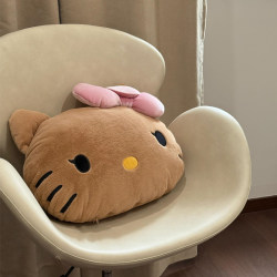 Black Leather Hello Kitty Pillow Sofa Chair Cushion Female Student Dormitory Sleeping Cushion Cartoon Doll Plush Toy