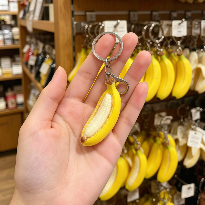 【No Green Tones】Simulated Peeled Banana Keychain Pendant Creative Healing Stress Relief Backpack Decoration