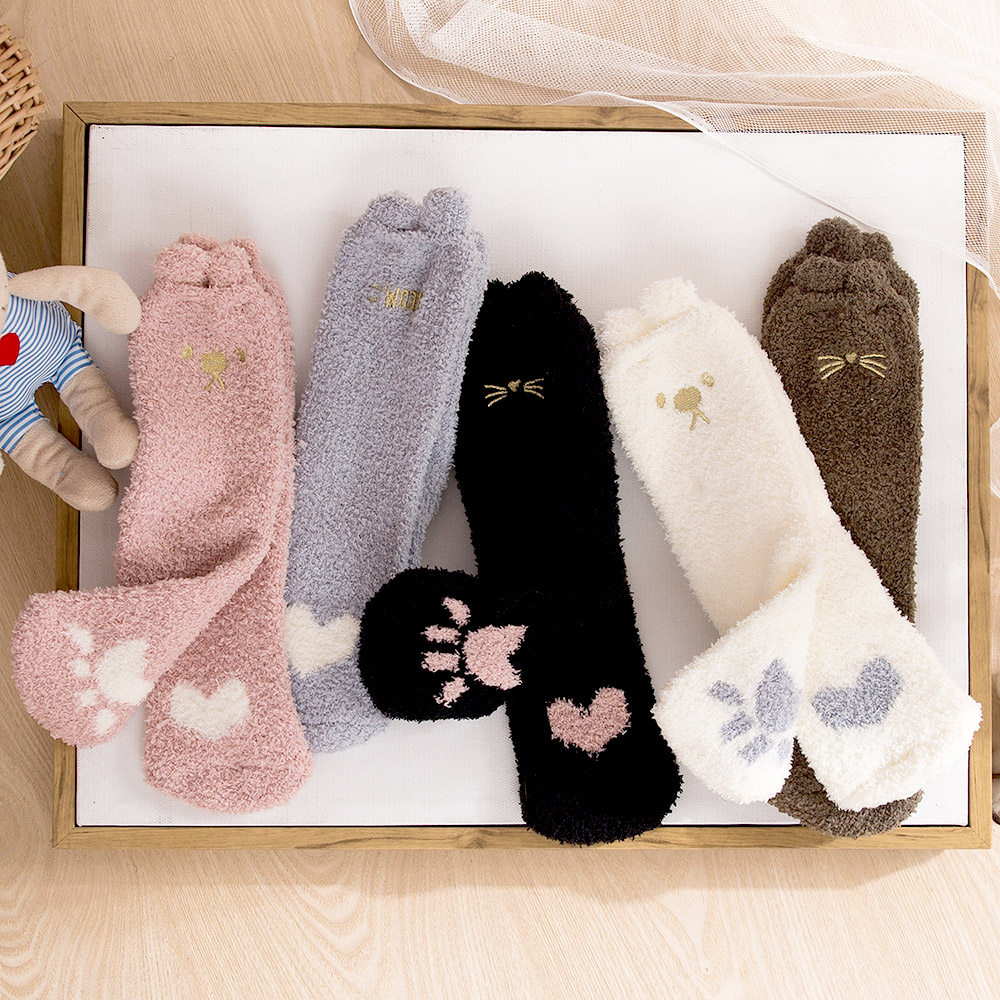 クリスマスソックス、メンズとレディースのふくらはぎ丈の厚手フリース冬用コーラルフリース暖かいマタニティソックス、フロアソックス、スリープソックス、ナンイ