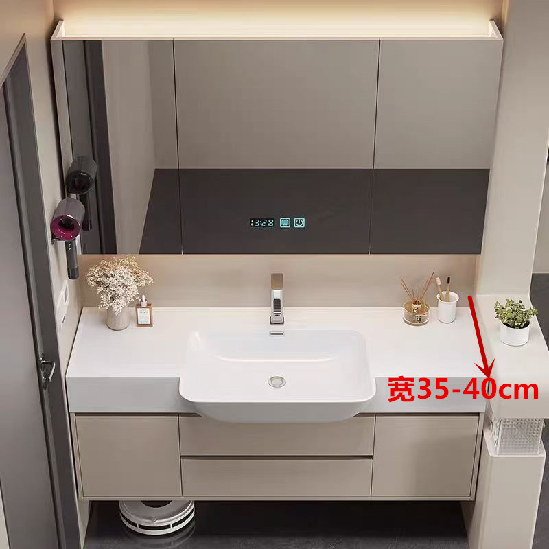 Corian Skin-Friendly Minimalist Integrated Basin with a Depth of 40cm, Narrow Edges, Suitable for Small Apartments, Trendy Wall-Mounted Large Basin Washbasin