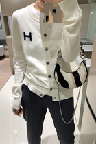 DY Europe station cashmere cardigan womens loose H-letter t