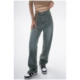 Женские джинсы высокая талия синяя модная уличная одежда прямая кастрюля