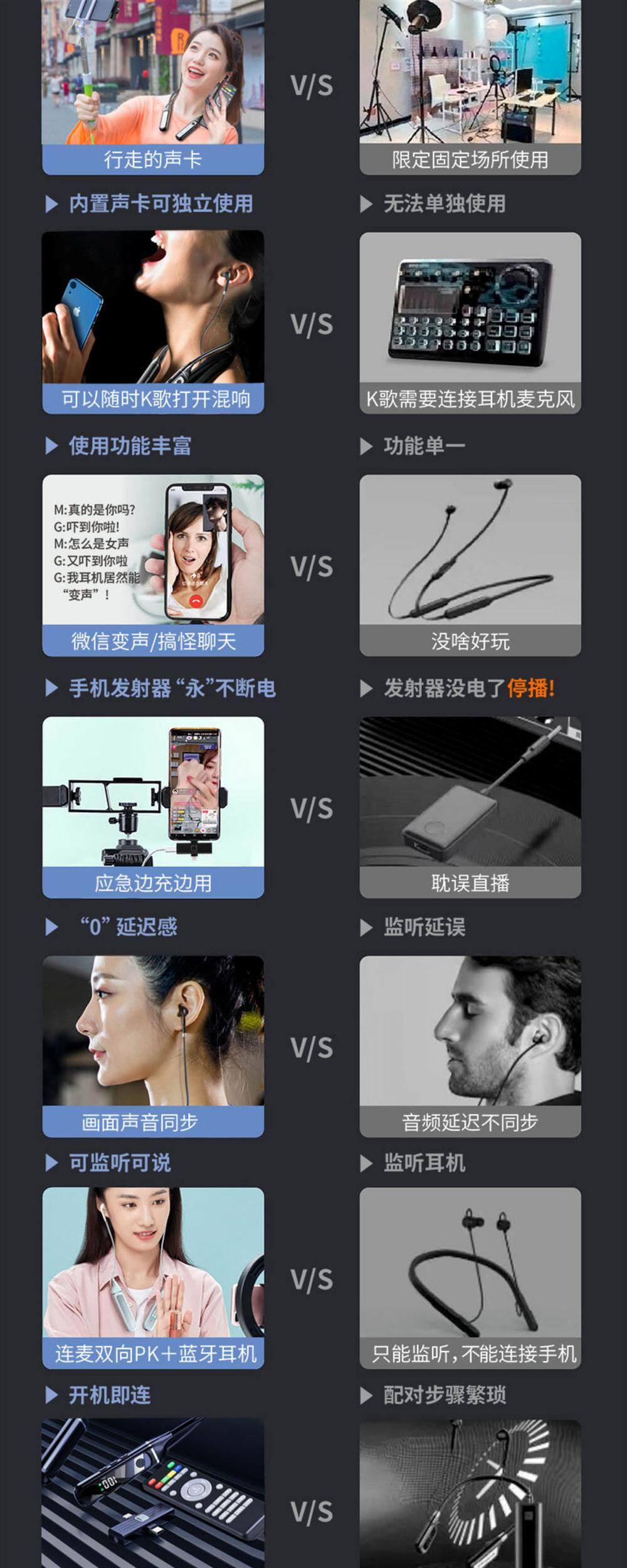 k歌/直播声卡套装 新款直播k歌5.3蓝牙耳机内置声卡无线接收器通用蓝牙户外直播耳机 Sheshengn