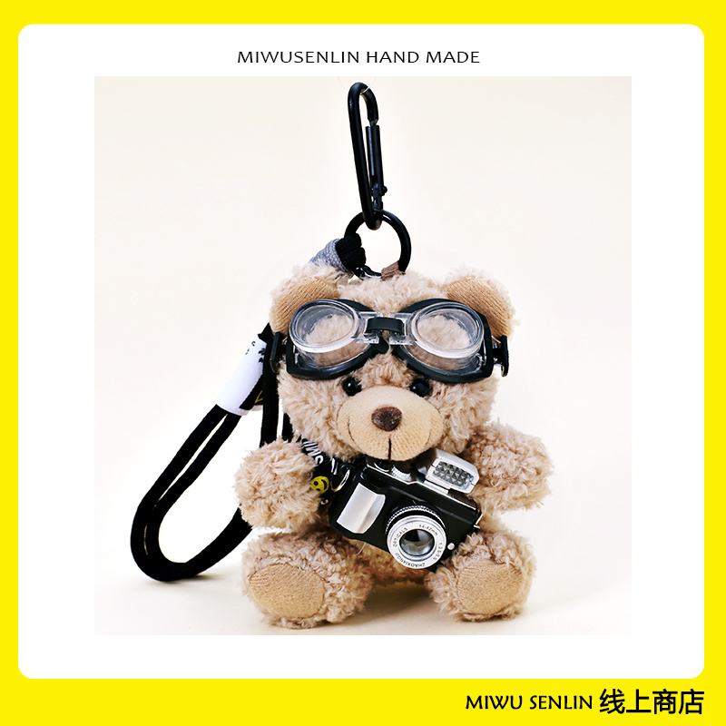 フラッシュカメラクマバッグペンダントぬいぐるみバッグペンダントキーホルダーかわいい人形スクールバッグペンダントギフト