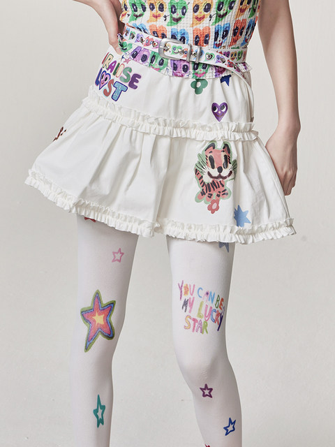 Iscreamcolour Mof Original Printed Design Short Skirt White Puffy Skirt Girl's Department Store