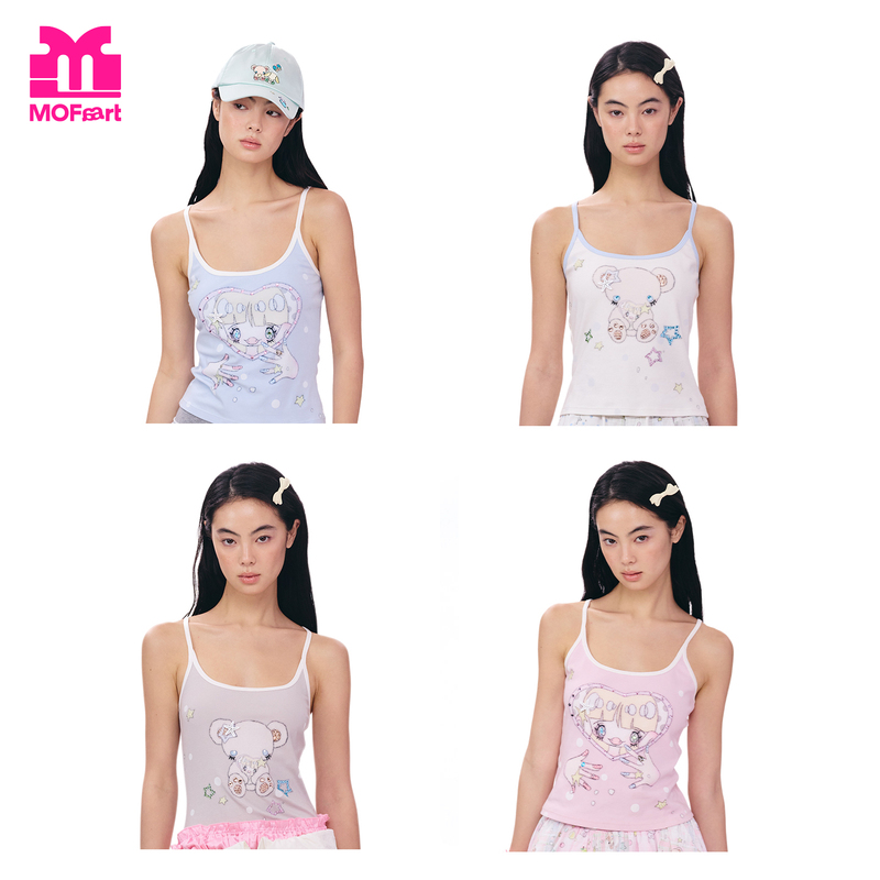Iscreamcolour Mof Yellow Same Style Plug-In Rhinestone Printed Tank Top Music Festival Printed Camisole Iscreamcolour Mof Yellow Same Style Plug-In Rhinestone Printed Tank Top Music Festival Printed Camisole