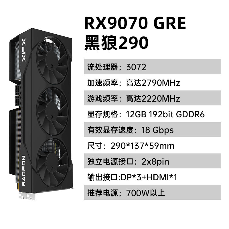 Видеокарта XFX Radeon RX 9070 GRE Black Wolf