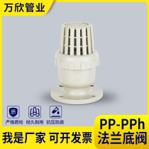 pp pph flange bottom valve anti-corrosion acid and alkali resistant plug-in water pump bottom valve DN15-300 flange plastic bottom valve