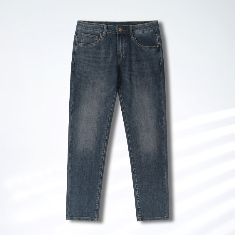 Men's Red Selvedge Distressed Denim Ultra-Soft Straight-Leg Jeans for Spring and Summer Px2601S0095