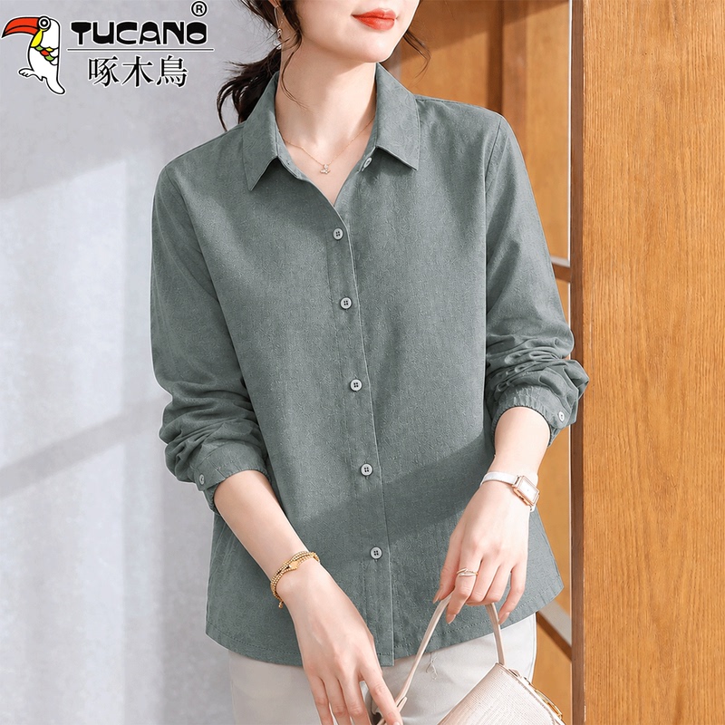 Woodpecker Luxury Linen Long-Sleeve Shirt for Women, Spring and Autumn 2026 New Style, Stylish and Age-Reducing Casual Shirt for Middle-Aged Moms Woodpecker Luxury Linen Long-Sleeve Shirt for Women, Spring and Autumn 2026 New Style, Stylish and Age-Reducing Casual Shirt for Middle-Aged Moms