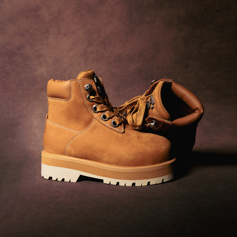 Yuan Yiqi's Same Style Stk Smalltownkid Root1 Yellow Boots Mid-Top Martin Boots Thick-Soled Work Boots