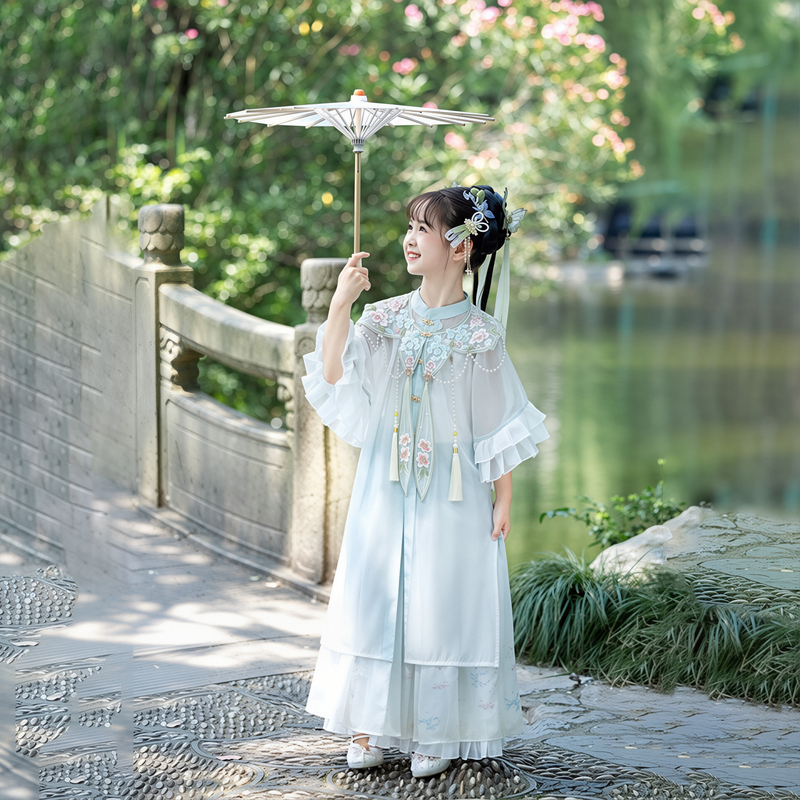 Girls' Hanfu 2026 Summer Style Ming Dynasty Cloud Shoulder Set Children's Ming Dynasty Noble Girl Ancient Costume National Style Improved Embroidered Ruqun