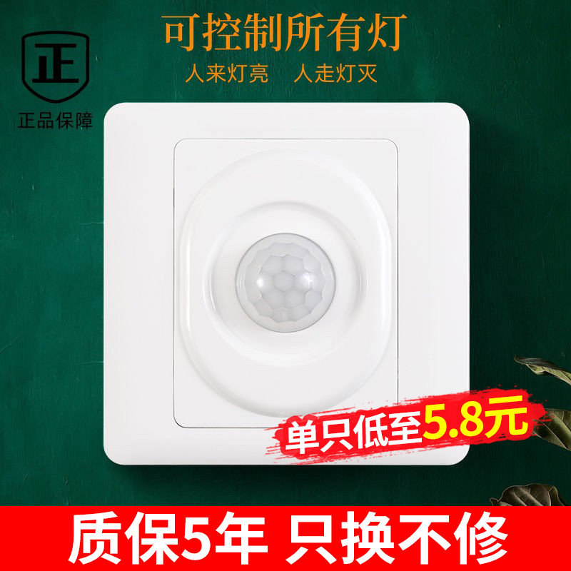 Human inductive switch infrared intelligent 220V-floor sound control 86-type panel radar time-lapse lamp holder sensor-Taobao