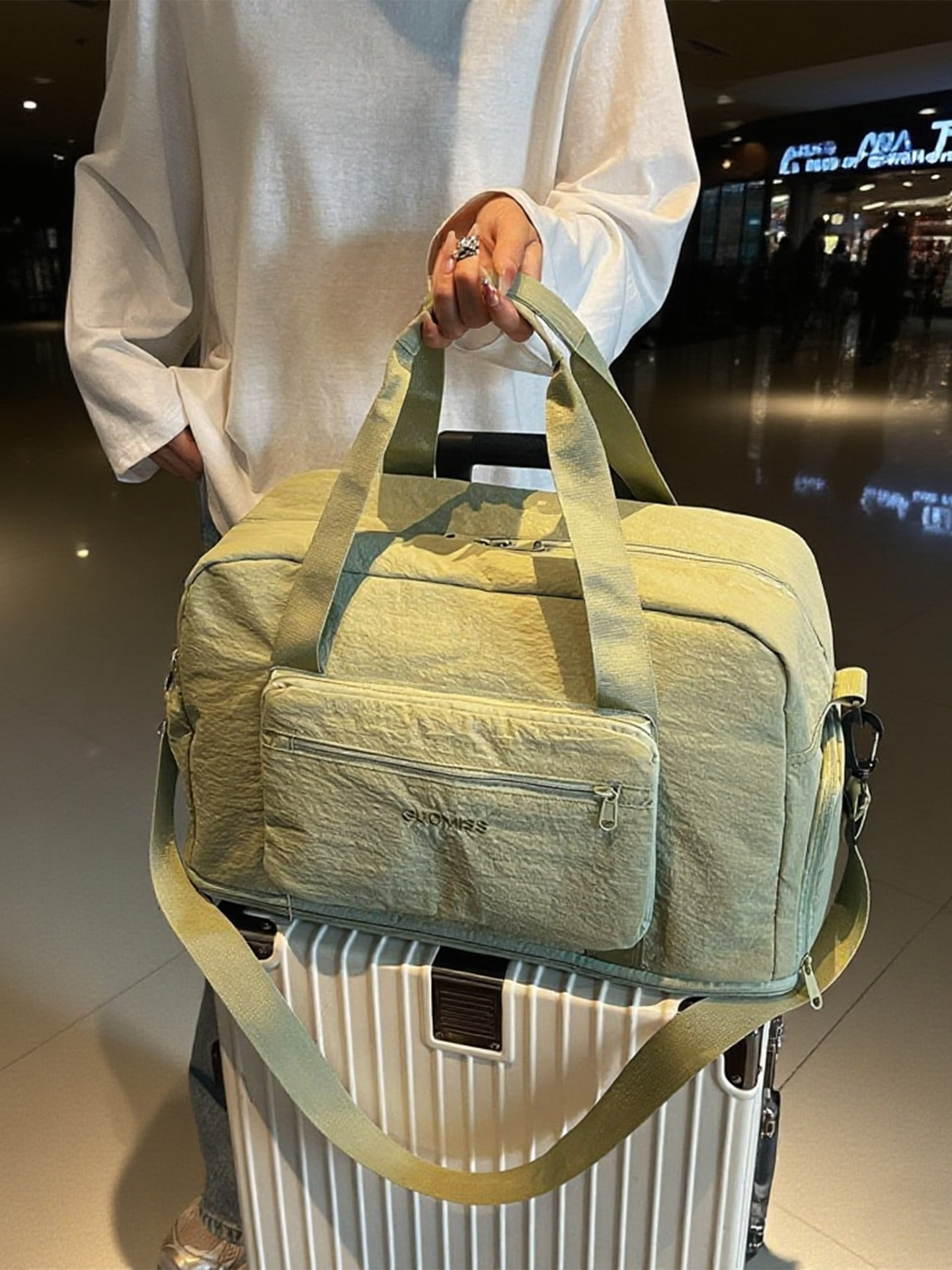 Short-Distance Travel Bag, Large Capacity, Women's Trolley Case, Carry-On Bag, Portable Shoulder Handbag, Expandable Luggage Bag