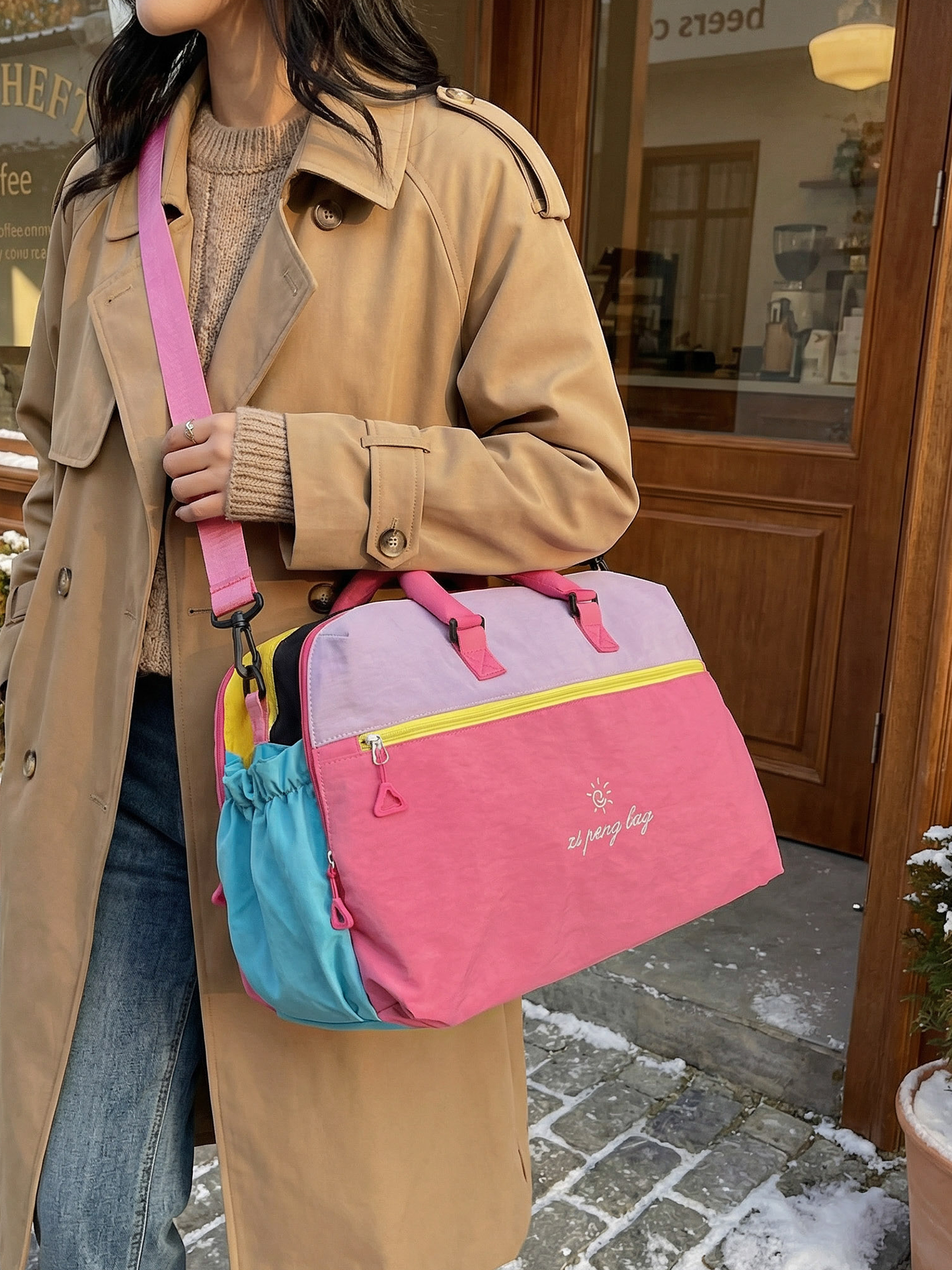 Dopamine Short Trip Bag, Large Capacity, Multi-Layered, Can Be Attached to a Trolley Case, Luggage Bag, Carry-On Bag, Budget Airline Essential