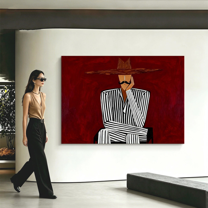 Niche Art Abstract Figure Living Room Decorative Painting Retro Atmosphere Hotel Guesthouse Hanging Painting Corridor Entrance Mural