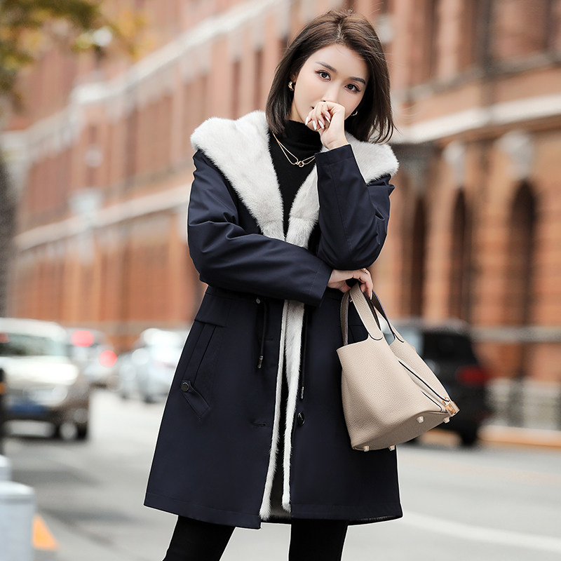 Mink Mao Pi overcomes the female 2021 new mink coat medium - long - plate fur coat