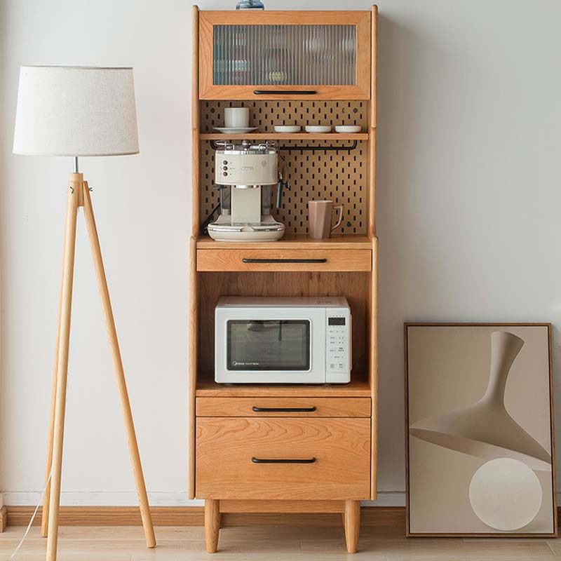 Nordic Dining Side Cabinet Solid Wood Integrated By Wall High Cabinet Living Room Home Coffee Machine Wine Cabinet Locker Narrow small family-Taobao