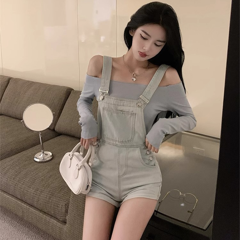 American Retro Vibe Blue Denim Overalls Shorts for Women 2026 Spring/Summer Petite Hot Girl Jumpsuit Set Trendy American Retro Vibe Blue Denim Overalls Shorts for Women 2026 Spring/Summer Petite Hot Girl Jumpsuit Set Trendy